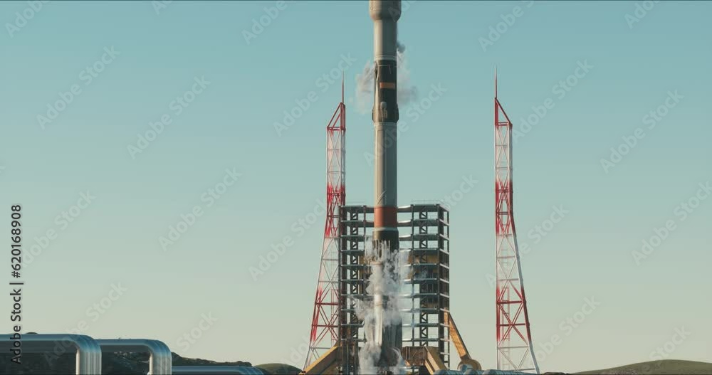 Rocket Start Ramp Launchpad Complex, Preparing a rocket for launch with a crew on a space ...