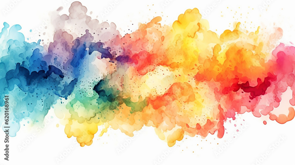 Rainbow watercolor splash illustration AI Generative. Generative AI