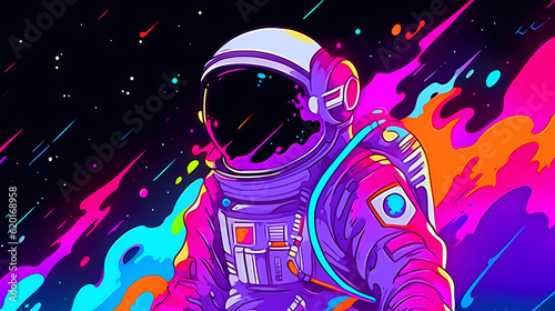 Hand-painted beautiful artistic anime astronaut illustration 