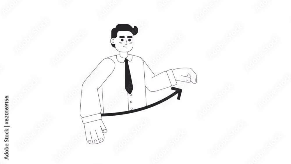 Business man pulling chart arrow up bw 2D animation. Finance officer 4K video motion graphic. Statistic presentation. Business growth monochrome outline animated cartoon flat concept, white background Business man pulling chart arrow up bw 2D animation. Finance officer 4K video motion graphic. Statistic presentation. Business growth monochrome outline animated cartoon flat concept, white background