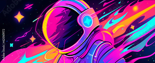 Hand-painted beautiful artistic anime astronaut illustration 