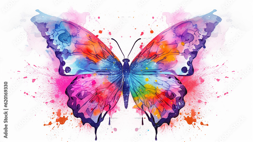 Watercolor butterfly illustration AI Generative. Generative AI