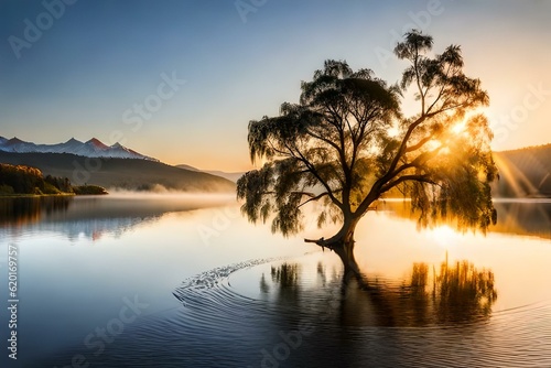 sunrise over the river ai generated © Ayesha