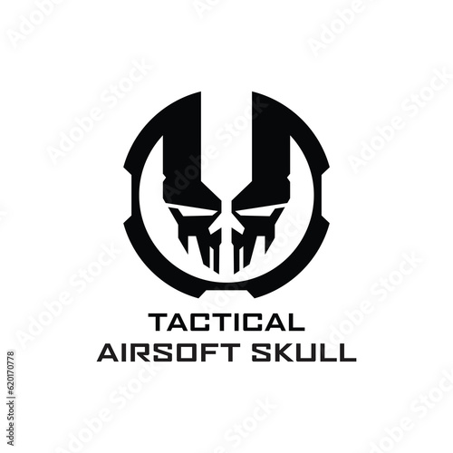 Military Skull Logo Icon. Airsoft skull logo design vector illustration