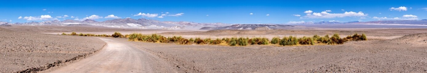 Papier peint photo Pantone 2025 Mocha Mousse Puna - off road adventure on the way to the Campo de Piedra Pómez, a bizarre but beautiful landscape with a field of pumice, volcanic rocks and dunes of sand in the north of Argentina - Panorama  © freedom_wanted