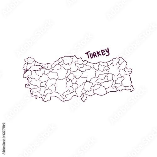 Hand Drawn Doodle Map Of Turkey. Vector Illustration