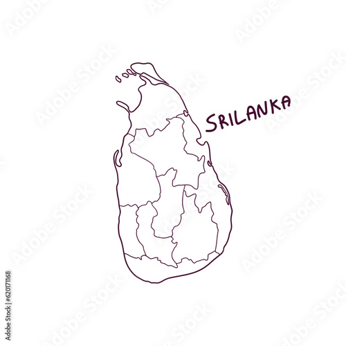 Hand Drawn Doodle Map Of Srilanka. Vector Illustration