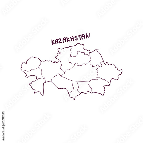 Hand Drawn Doodle Map Of Kazakhstan. Vector Illustration