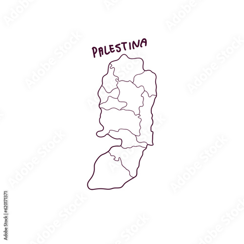 Hand Drawn Doodle Map Of Palestine. Vector Illustration