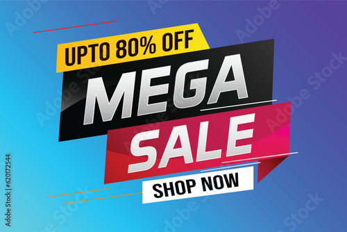 mega sale word concept vector illustration with lines and 3d style, landing page, template, ui, web, mobile app, poster, banner, flyer, background, gift card, coupon, label, wallpaper  © Flow