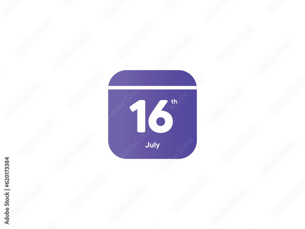 16th July calendar date month icon with gradient color, flat design style vector illustration 16th July calendar date month icon with gradient color, flat design style vector illustration