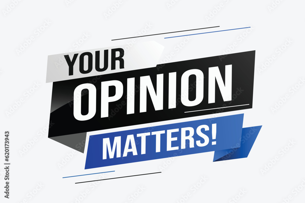 Your opinion matters word vector illustration lines 3d style for social media landing page, template, ui, web, mobile app, poster, banner, flyer, background, gift card, coupon, label, wallpaper	