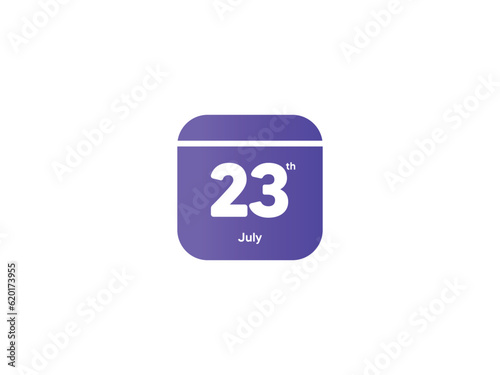 23th July calendar date month icon with gradient color, flat design style vector illustration