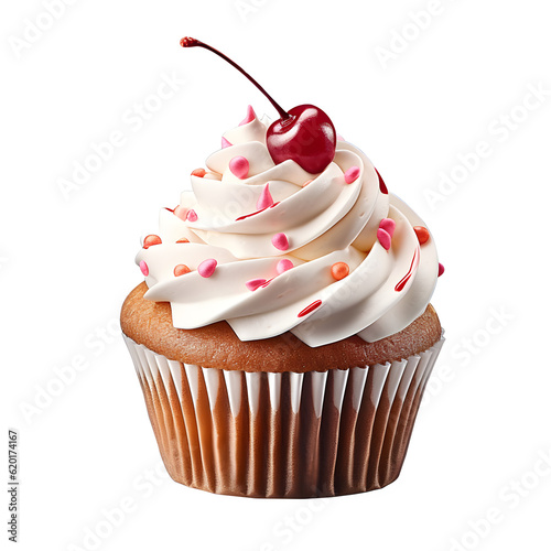 Cupcake with cherry. Generative Ai