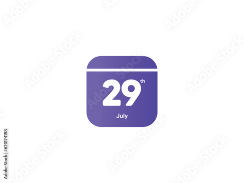 29th July calendar date month icon with gradient color, flat design style vector illustration