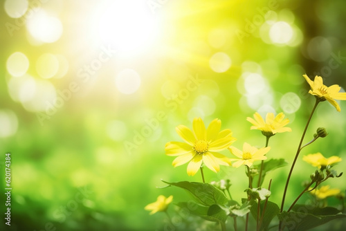 Wildflowers in sunlight close-up summer background. Ai generated