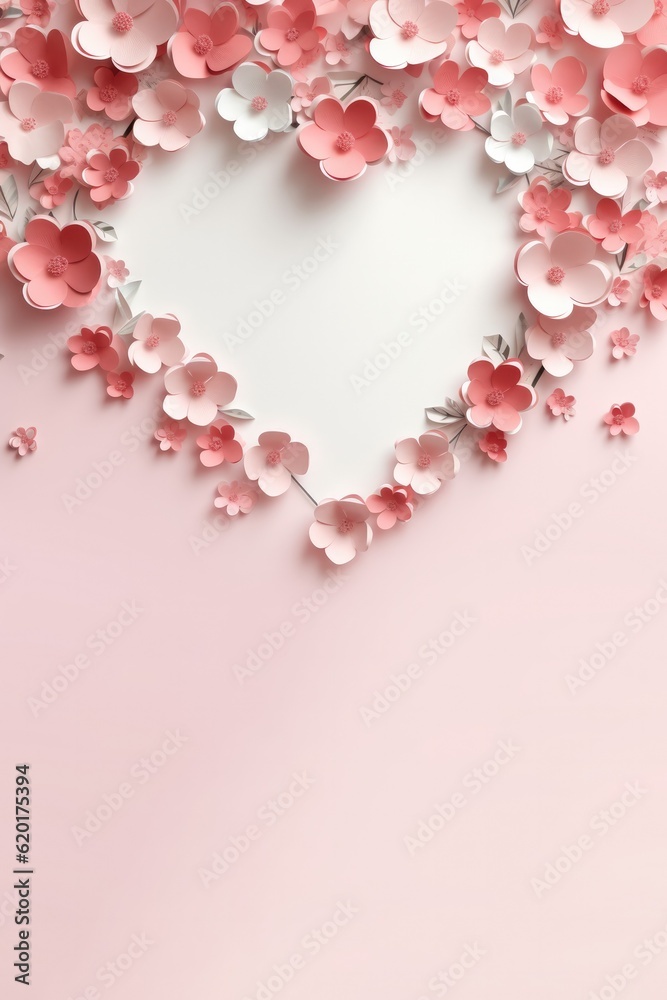 Valentines day background with copy space, isolated on pink