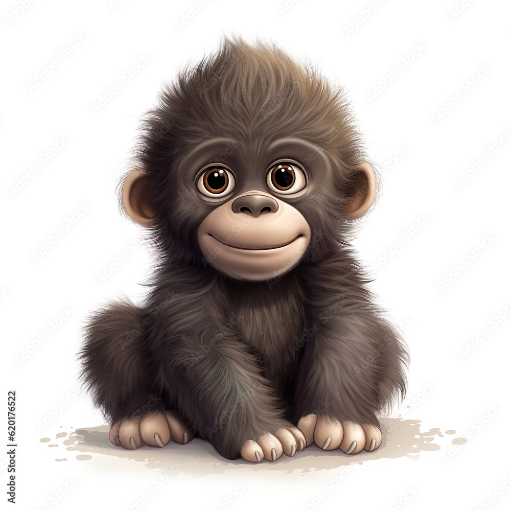 Funny ape gorilla baby chimpanzee generative AI illustration. Lovely animal babies concept. Cartoon comic book style Funny ape gorilla baby chimpanzee generative AI illustration. Lovely animal babies concept. Cartoon comic book style