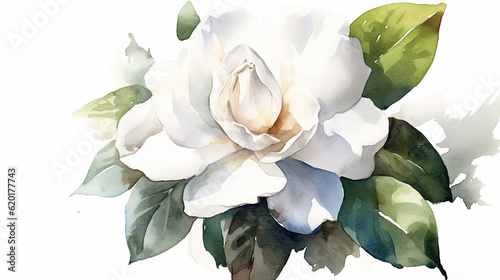 Watercolor gardenia flower. flower background  #620177743