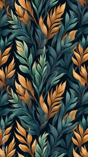leaves pattern with color green and brown