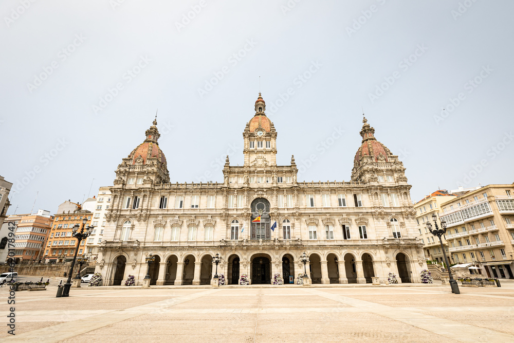 La Coruña City Hall at the Plaza de Maria Pita, Galicia, Spain