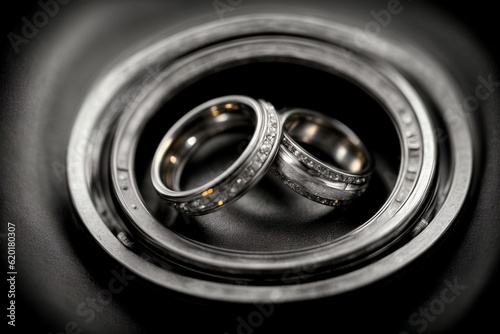 Two Wedding Rings Sitting On Top Of Each Other