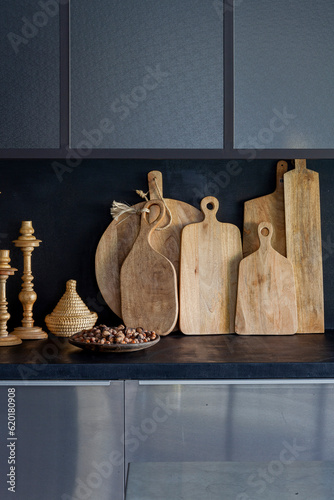 detail cutting boards in the kitchen,
