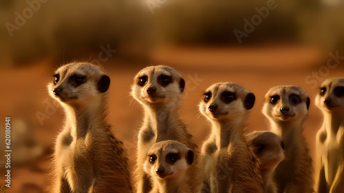 "A heartwarming moment captured in this photograph, showcasing a meerkat family huddled together, embodying the essence of unity and togetherness. 