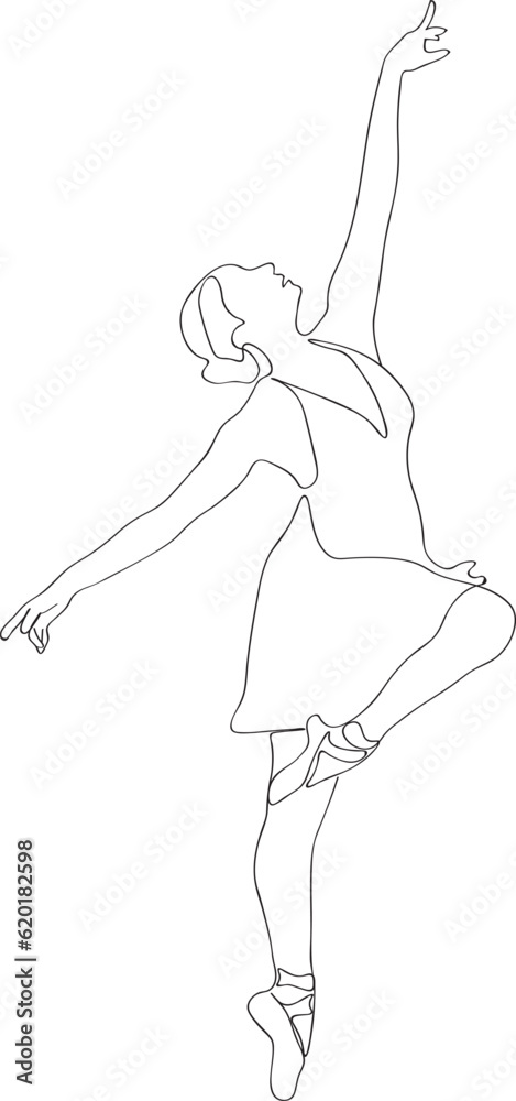 continuous line drawing of professional ballerina dancer continuous line drawing of professional ballerina dancer