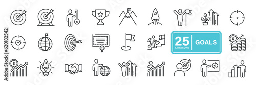 Goals line icons. Editable stroke. For website marketing design, logo, app, template, ui, etc. Vector illustration.