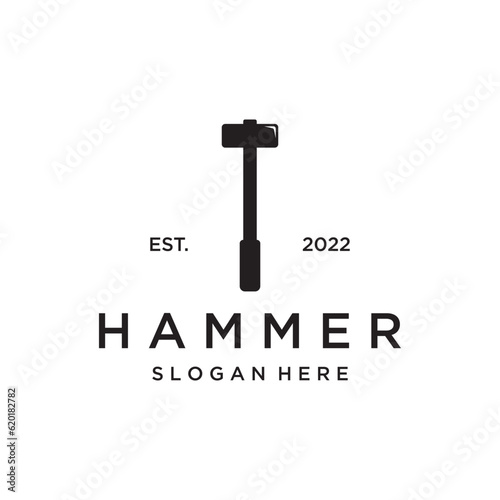 Retro vintage crossed hammer and nails logo template design.Logo for home repair service, carpentry,badges, woodworking.