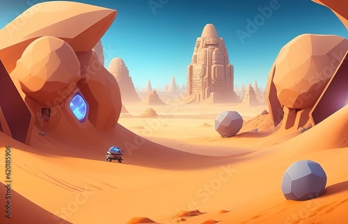 Background Covered With Desert, 2D Front view, Game Backdrop And Background
