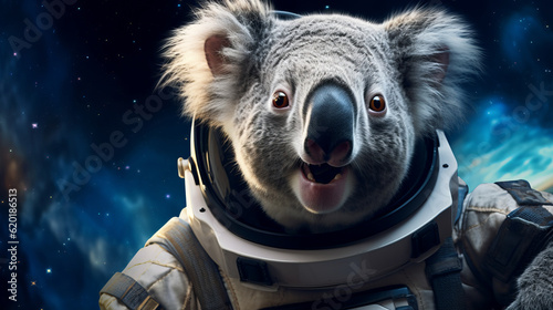 Astronaut koala in space suit , Australia or Oceania space conquest illustration concept