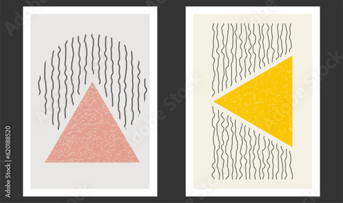 A set of hand-drawn paintings for interior design of premises. Minimalist geometry designs for prints, paintings, posters and creative ideas in an abstract style