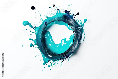 circle of fluid twisted wavy glass morphism made with a brush. Various shades of blue