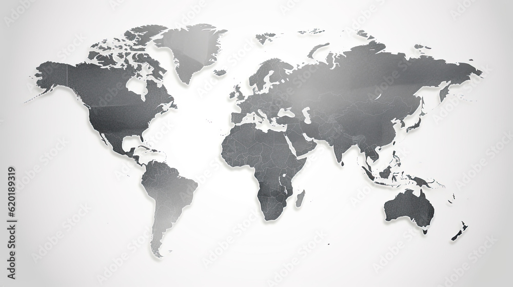 Obraz premium Grey world map on white background. Elegant poster