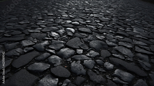 black road texture of stones close up view