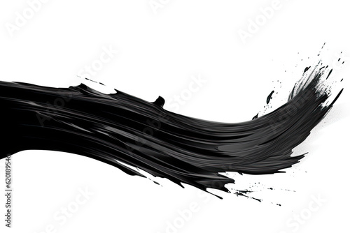 Black brush stroke on white background with copy space