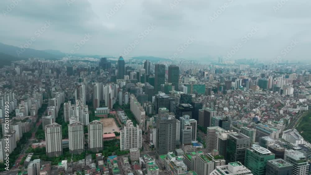 Drone View of Seoul city in South Korea, Gangnam road 60fps Drone View of Seoul city in South Korea, Gangnam road 60fps