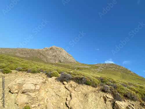 wild nature view from the valley on the way to Blue Bay (Mavi Koy) in Gökçeada Yildizkoy. Çanakkale, Turkey photo