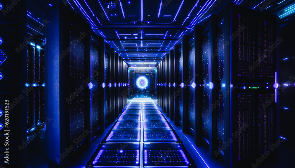 Obraz premium Server room, data center. Generative AI.