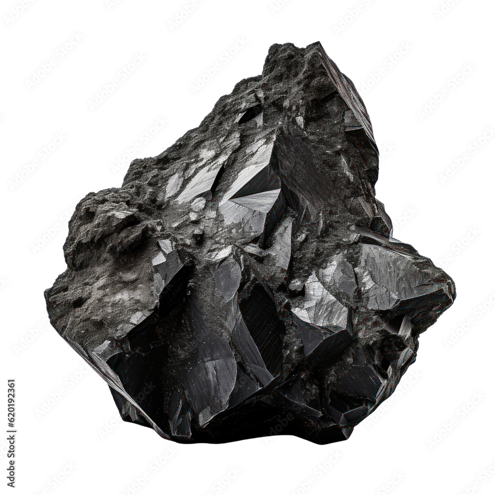 black stone isolated on transparent background cutout