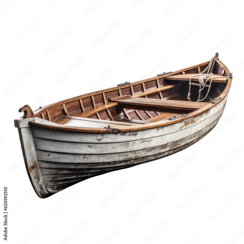 Old Wooden Boat Isolated On Transparent Background Cutout Stock 