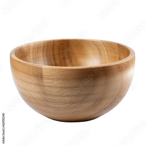 wooden bowl isolated on transparent background cutout