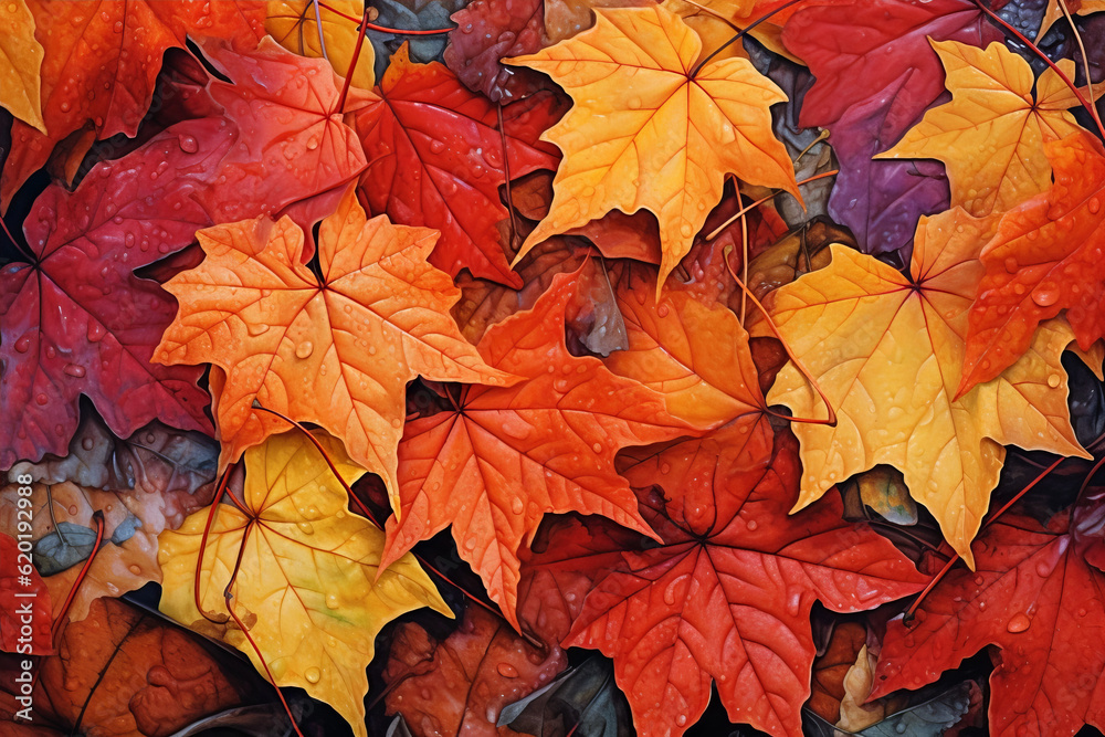 Autumn leaves lying on the floor