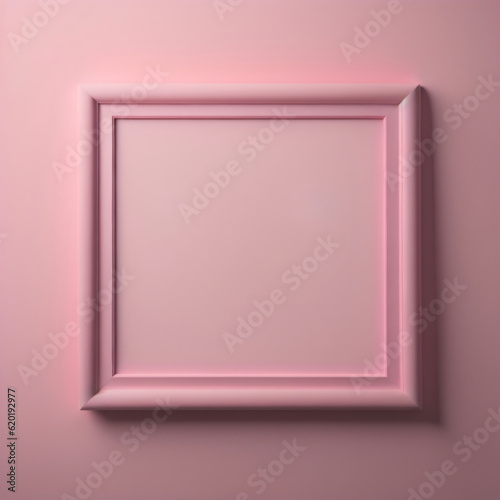 Pink picture frame on a pink wall square picture frames