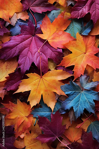 Murais de parede Autumn leaves lying on the floor