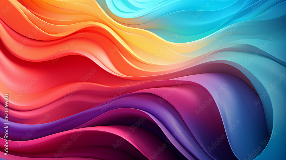 Fototapeta premium Rainbow Colorful Stripes. Colored waves background. Generative Ai