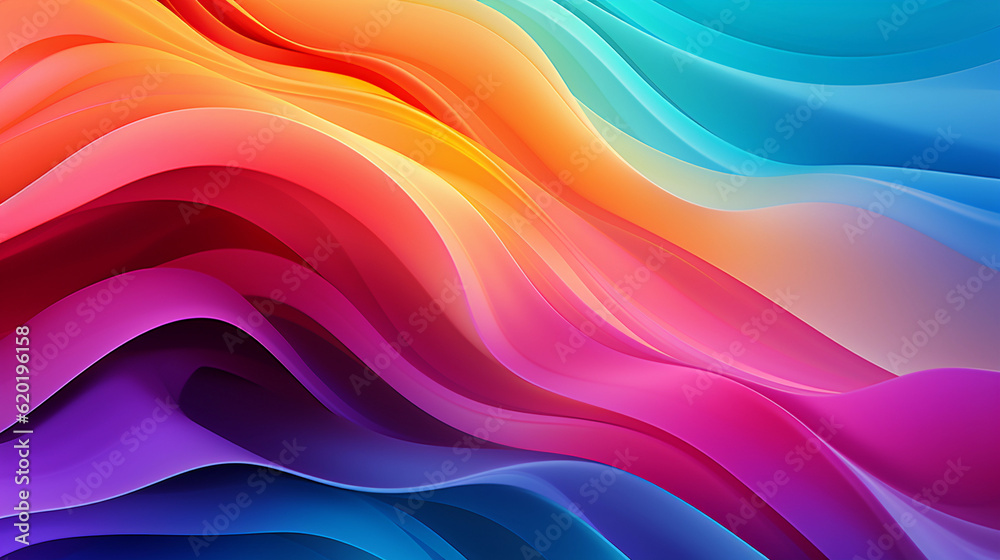 Fototapeta premium Rainbow Colorful Stripes. Colored waves background. Generative Ai