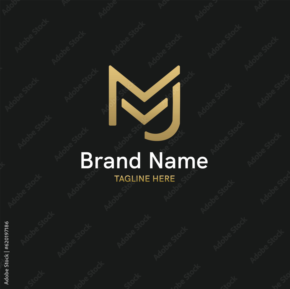 Modern and elegant golden mj icon logo Modern and elegant golden mj icon logo